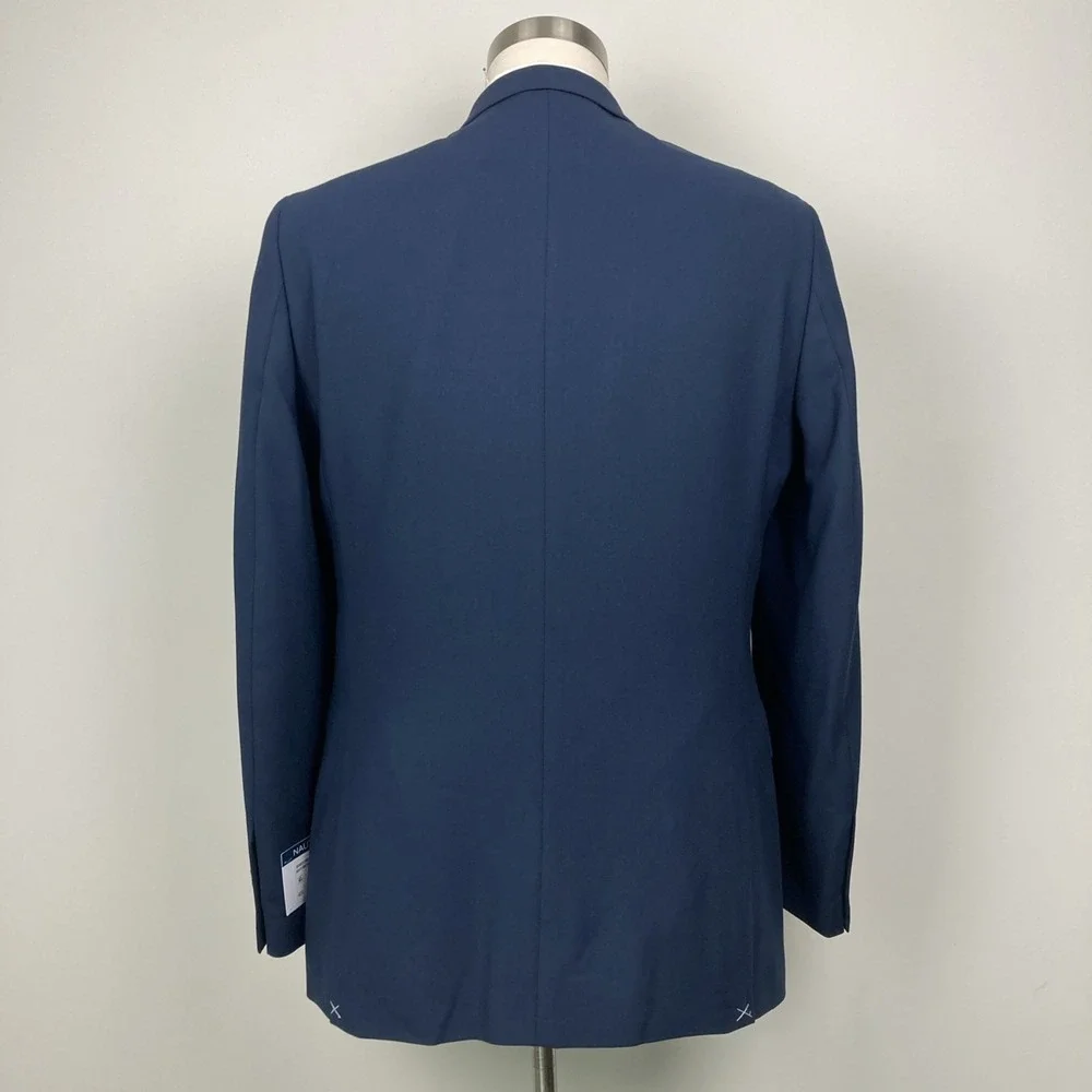 Nautica Mens Modern fit Sport Coat Blazer 42R Navy Blue Solid Stretch
